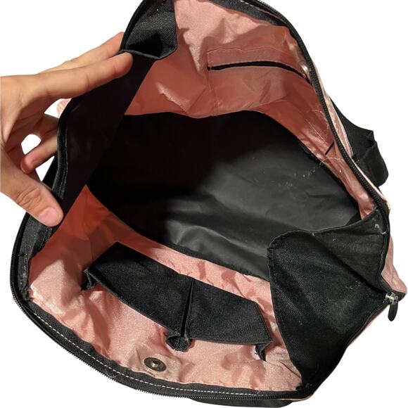 Adidas Pink Duffel Bag Black Trim Gym Travel Sports Tote - Picture 9 of 11